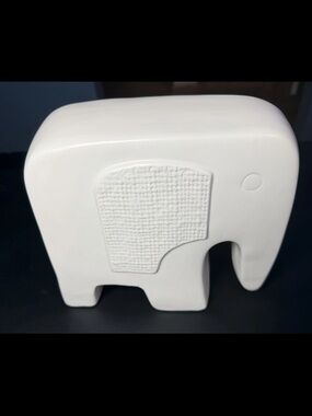Minimalist White Ceramic Elephant Figurine